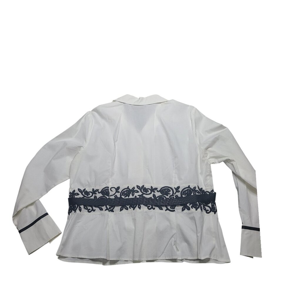 🔥Sale - Peck & Peck Collection White with Black Embroidery Blouse XL - Picture 3 of 11